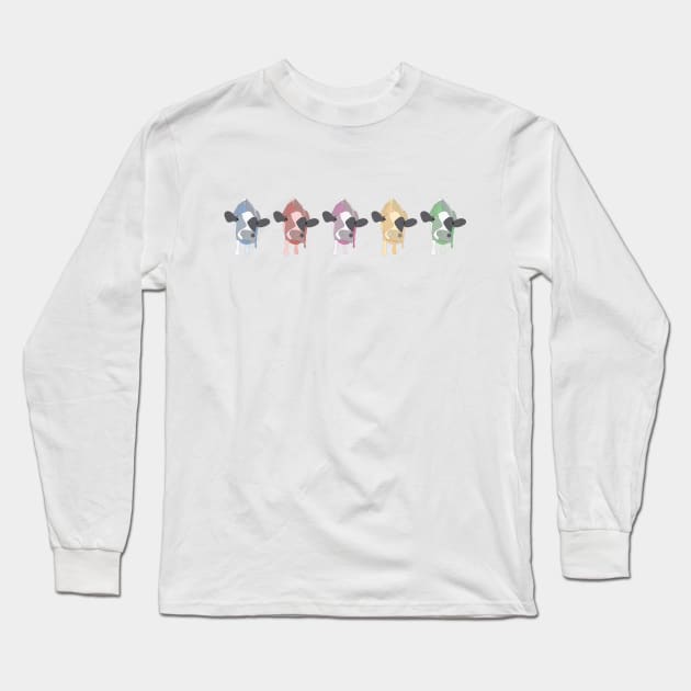 Colorful cows in a line Long Sleeve T-Shirt by Window House